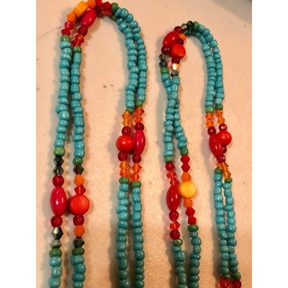 2 Necklaces Blue and green beads are stones, grey cuts are crystals Native style - Picture 4 of 4